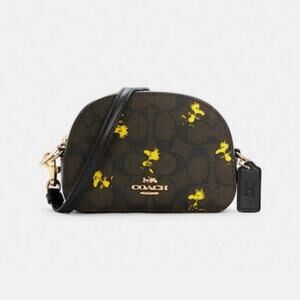 Limited Ed Coach X Peanuts Mini Serena Crossbody Signature Canvas w/ Woodstock